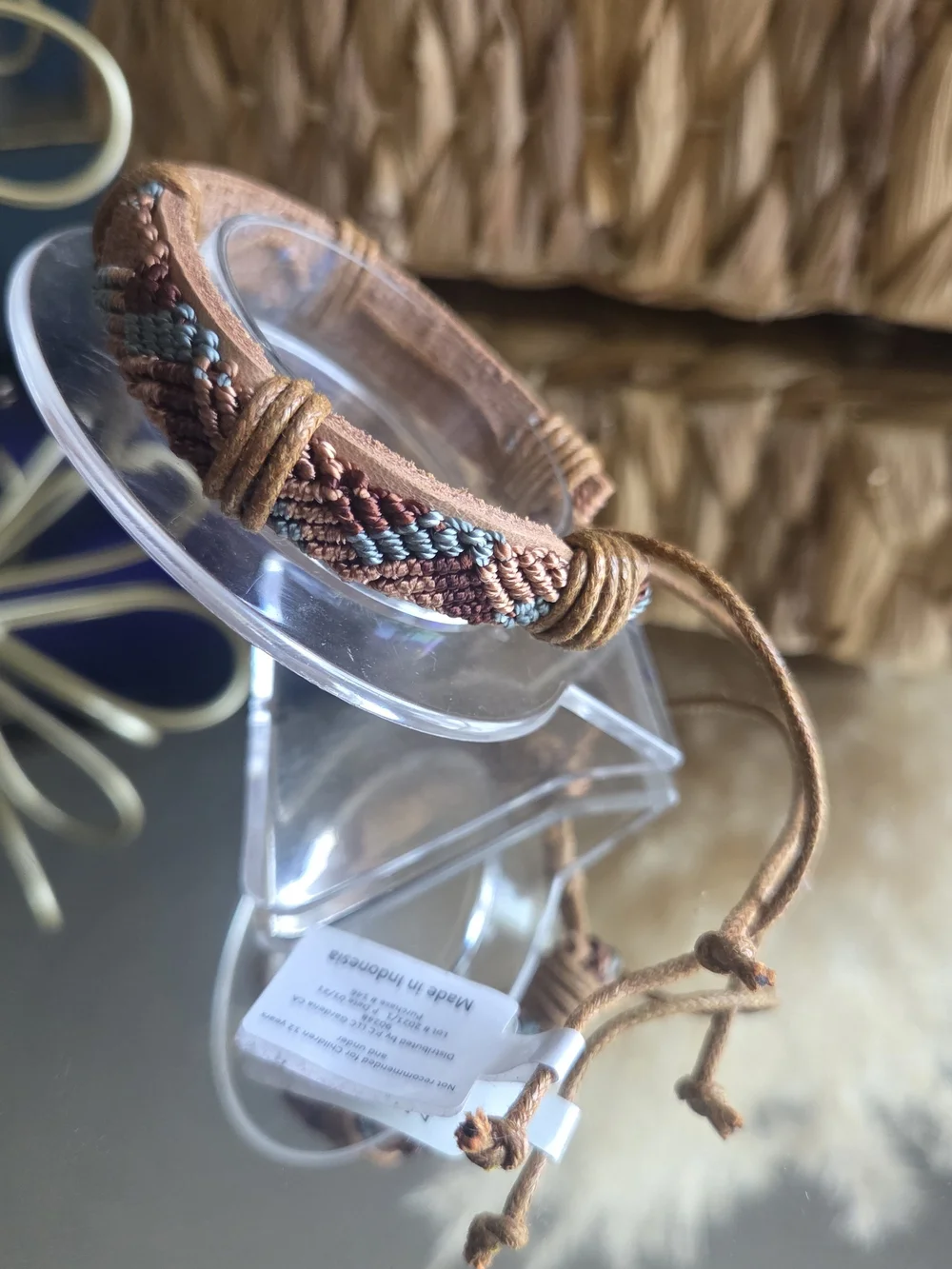 Earthy Boho Woven Adjustable Friendship Bracelet | Leather Cord Tribal Style